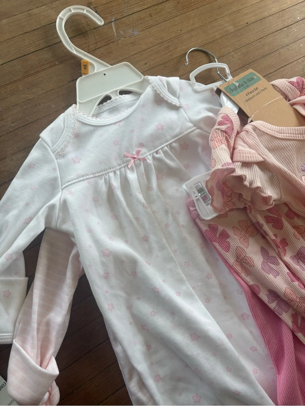 Girls Pink Butterfly & Floral 3-Piece Pajama Set bundle